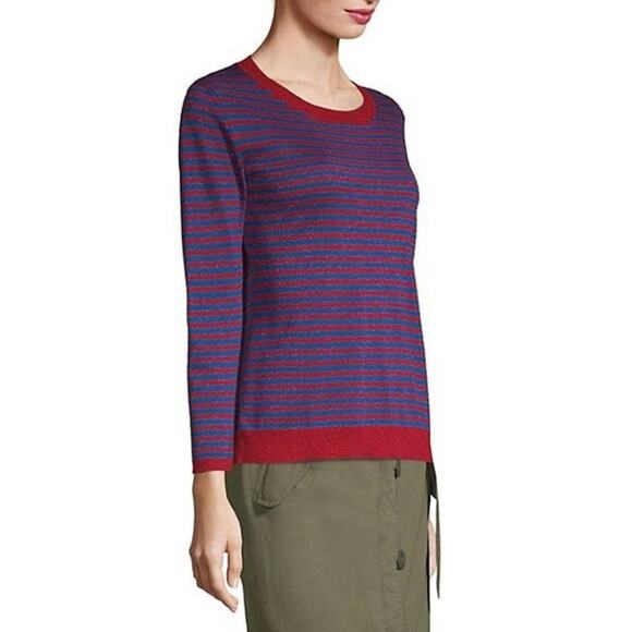 Weekend Max Mara Striped Shimmer Crewneck Sweater Small/Medium Lightweight - Picture 2 of 16